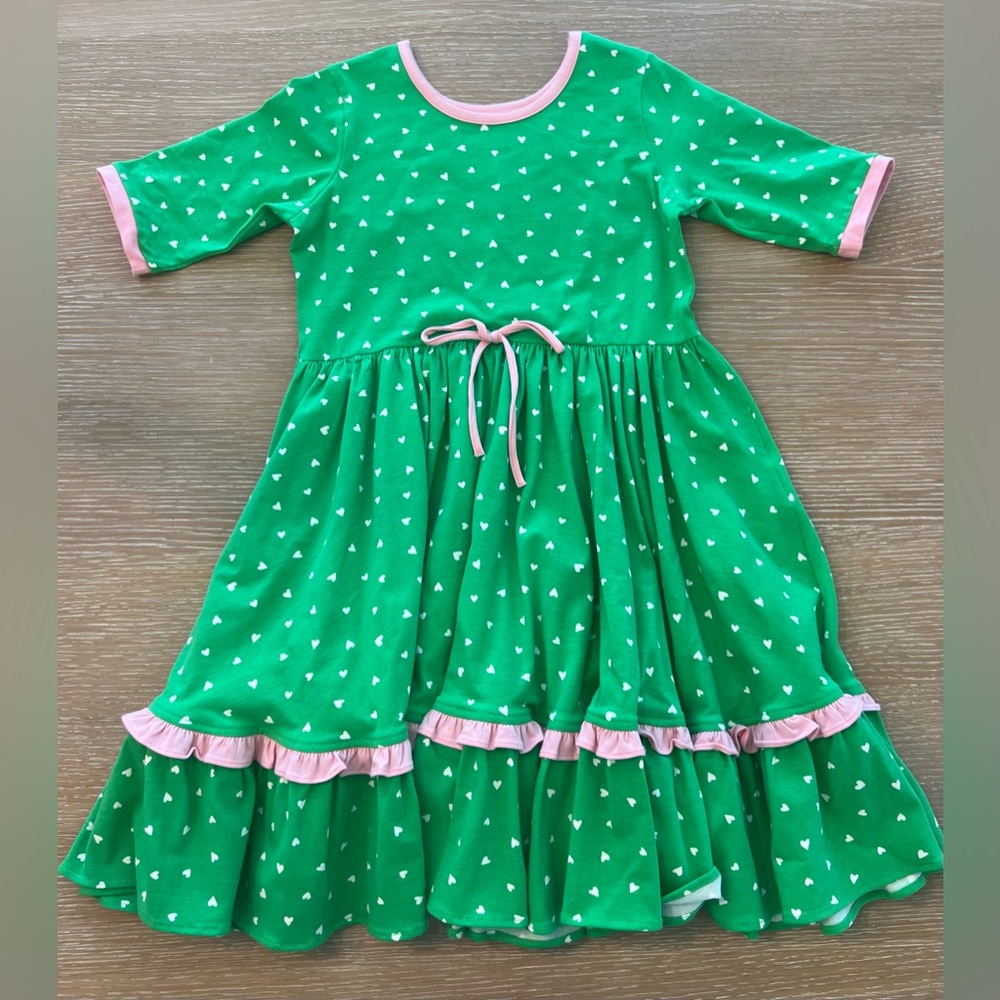 Eleanor Rose Green/Pink Heart Dress Size 8-10
